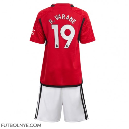 Camiseta Manchester United Raphael Varane #19 Primera Equipación para niños 2023-24 manga corta (+ pantalones cortos)